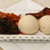 Vegetable soup with swallow of choice with either fish/chicken/ assorted meat